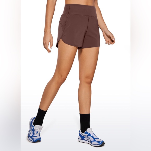 Feathery-Fit Soft High Rise Lined Shorts with Back Pocket 4'' - Picture 1 of 5